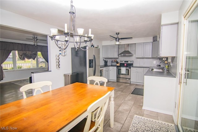 1333 Overlook Dr, Weirton, WV 26062 - dining area with a chandelier and ceiling fan