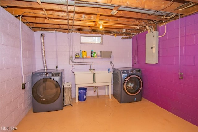 1333 Overlook Dr, Weirton, WV 26062 - laundry area with electric panel and washer and clothes dryer