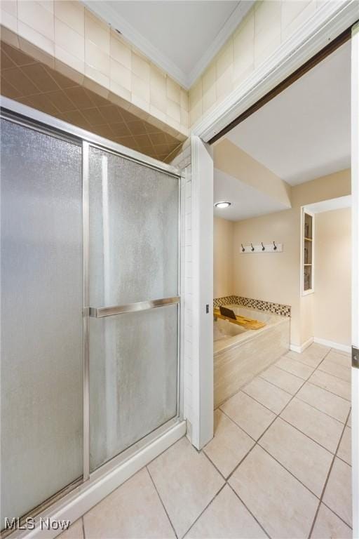 1141 Las Olas Blvd NW, North Canton, OH 44720 - full bath with tile patterned flooring, a garden tub, and a shower stall