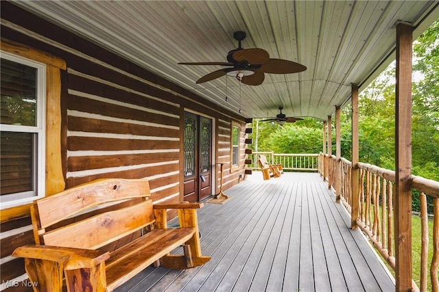 4278 Newbury Rd, Little Hocking, OH 45742 - wooden porch featuring ceiling fan