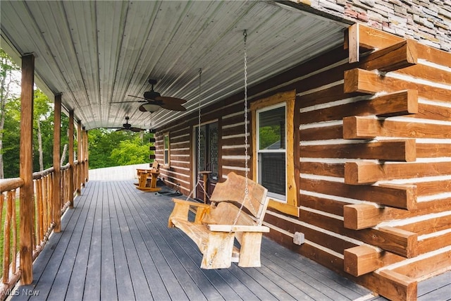 4278 Newbury Rd, Little Hocking, OH 45742 - wooden porch with a ceiling fan