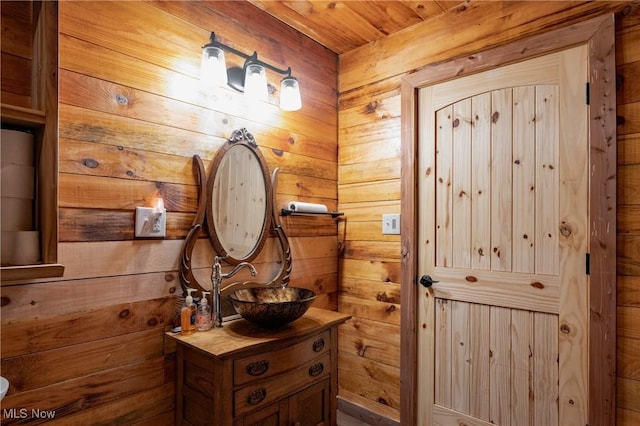 4278 Newbury Rd, Little Hocking, OH 45742 - bathroom featuring vanity and wood walls
