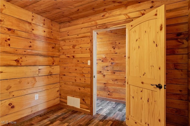 4278 Newbury Rd, Little Hocking, OH 45742 - spare room with dark wood-style floors, wooden ceiling, a sauna, and wood walls