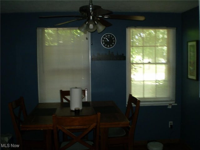 1222 N Carpenter Rd, Brunswick, OH 44212 - dining room with ceiling fan and healthy amount of natural light