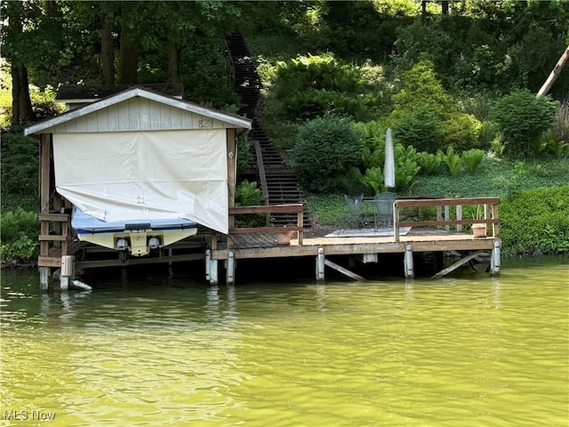 2650 W Buckhorn Dr Unit 823, Millersburg, OH 44654 - dock area with a water view and stairway
