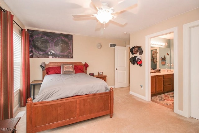 7149 Cascade Creek Ln, Independence, OH 44131 - bedroom featuring light carpet, multiple windows, ensuite bath, and ceiling fan