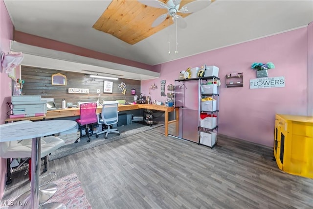 208 Clark St, Berea, OH 44017 - home office with wood finished floors and a ceiling fan