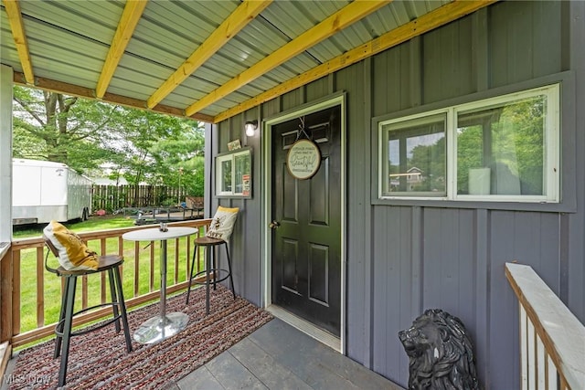 208 Clark St, Berea, OH 44017 - property entrance with board and batten siding