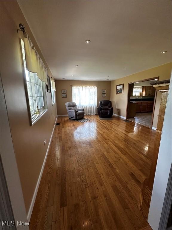 54431 Maple Ln, Martins Ferry, OH 43935 - living area with hardwood / wood-style floors and recessed lighting
