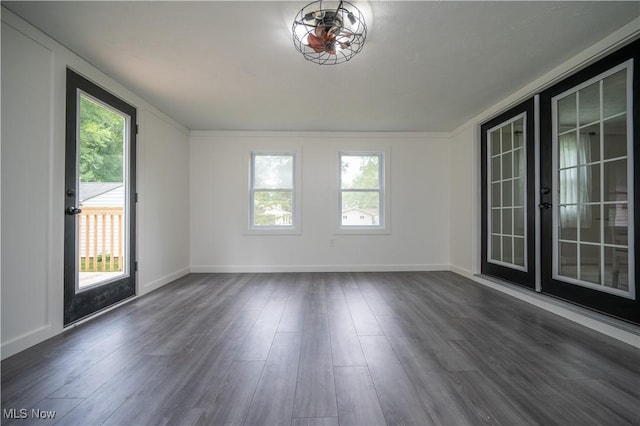 2364 Earl, Niles, OH 44446 - spare room with healthy amount of natural light, french doors, and dark wood-type flooring