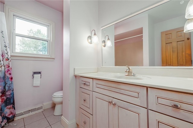 399 Abbyshire Rd, Akron, OH 44319 - bathroom with vanity, tile patterned floors, and curtained shower