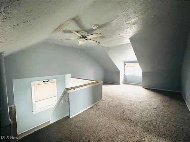 1200 E 125th St, Cleveland, OH 44112 - bonus room featuring lofted ceiling, ceiling fan, carpet, and a textured ceiling