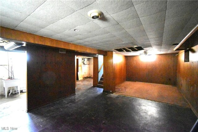 14514 Krems Ave, Maple Heights, OH 44137 - below grade area featuring wooden walls and stairs