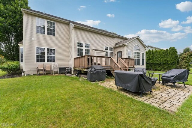 3281 Evans Way, Twinsburg, OH 44087 - back of house with a wooden deck, a yard, and a patio