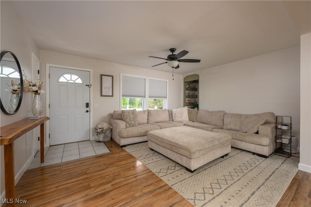 4216 Stone Creek Rd SW, Stone Creek, OH 43840 - living area featuring wood finished floors and ceiling fan
