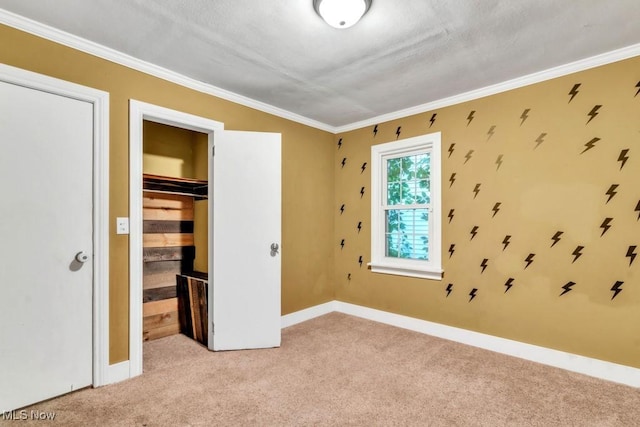 2968 Hayne Rd, Akron, OH 44312 - unfurnished bedroom with light carpet, ornamental molding, and a closet