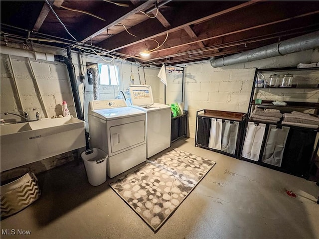 2208 Oak St, Parkersburg, WV 26101 - basement featuring independent washer and dryer and a sink