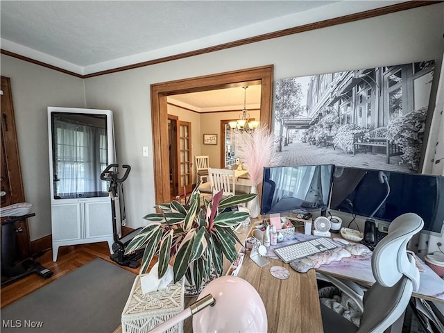 2208 Oak St, Parkersburg, WV 26101 - home office featuring a chandelier and crown molding