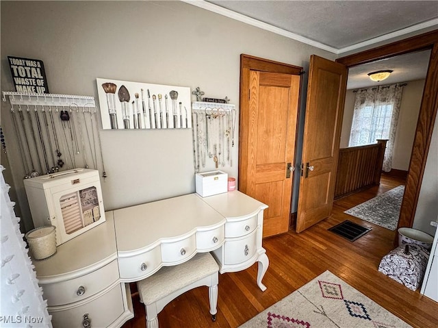 2208 Oak St, Parkersburg, WV 26101 - office area featuring ornamental molding and wood finished floors