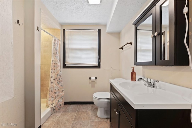 1781 Old Forge Rd, Mogadore, OH 44260 - bathroom with vanity, a textured ceiling, and curtained shower