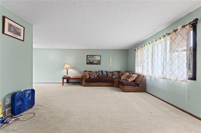 1781 Old Forge Rd, Mogadore, OH 44260 - carpeted living area with a textured ceiling and baseboards