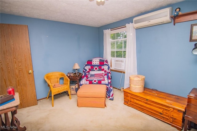 191 Ridgeland Dr, Toronto, OH 43964 - bedroom with an AC wall unit, carpet floors, a textured ceiling, and cooling unit