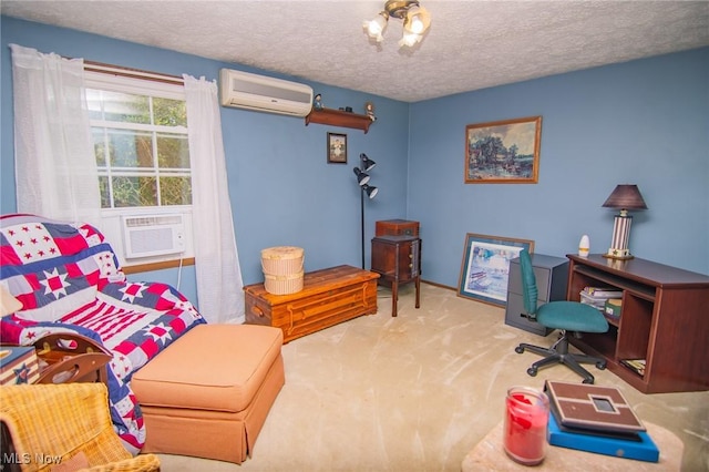 191 Ridgeland Dr, Toronto, OH 43964 - office space with an AC wall unit, carpet, and a textured ceiling