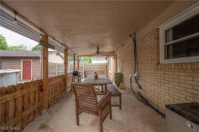 1291 Woodhurst Dr, Austintown, OH 44515 - view of patio with a ceiling fan and area for grilling