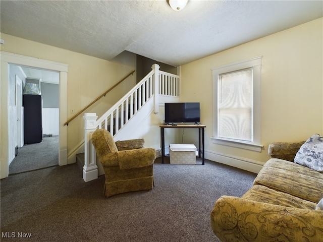 237 E Thornton St, Akron, OH 44311 - living area featuring carpet flooring and stairway