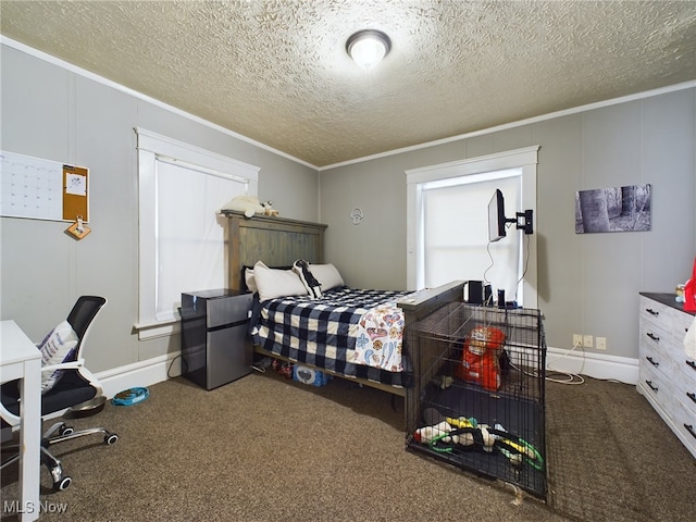 237 E Thornton St, Akron, OH 44311 - bedroom with carpet, crown molding, and a textured ceiling
