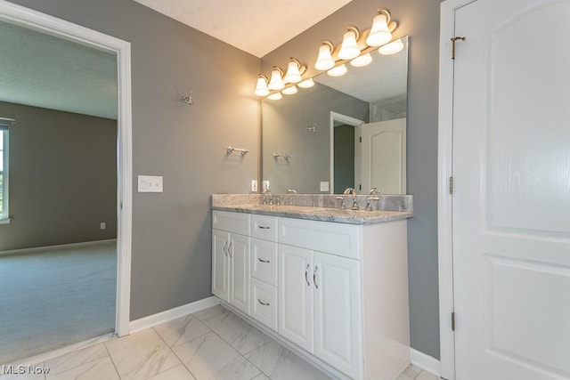 415 Cascade Ct, Avon Lake, OH 44012 - full bath featuring double vanity and marble finish floors