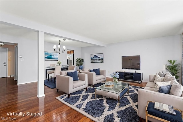 6480 State Rd Unit F7, Parma, OH 44134 - living room featuring a chandelier and dark wood-style floors