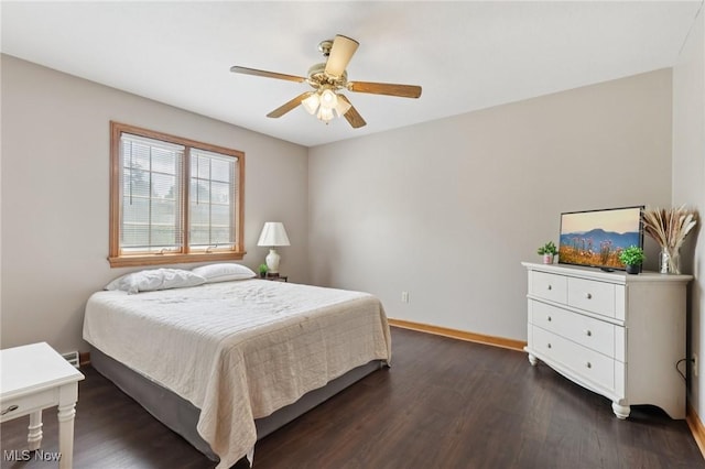 1101 Partridge Dr, Wadsworth, OH 44281 - bedroom with dark wood-style flooring and a ceiling fan