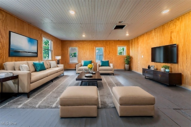 1348 W Erie Ave, Lorain, OH 44052 - living room featuring healthy amount of natural light, recessed lighting, and wood walls