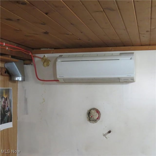 4018 Steubenville Rd SE, Amsterdam, OH 43903 - detailed view of a wall mounted air conditioner and wood ceiling