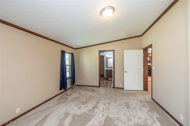 19 Pageant Ln, Olmsted Twp, OH 44138 - spare room with light colored carpet, crown molding, and vaulted ceiling