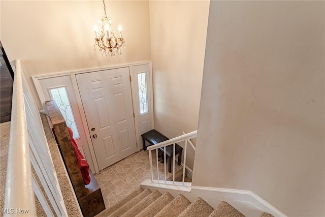 530 N Scranton St, Ravenna, OH 44266 - entrance foyer featuring a chandelier and stairway