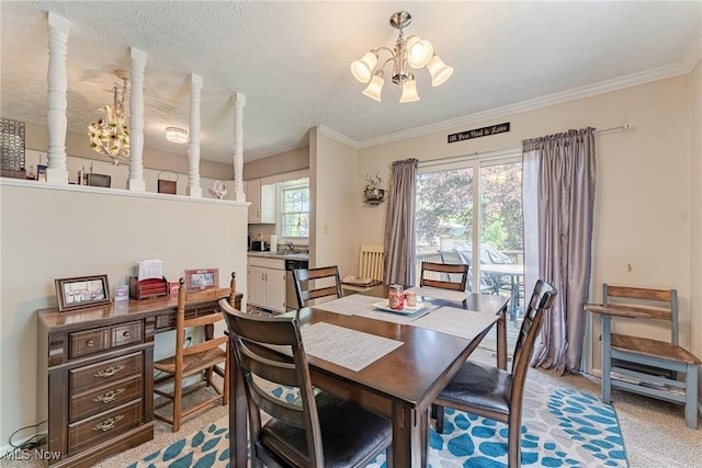 530 N Scranton St, Ravenna, OH 44266 - dining area featuring a chandelier, plenty of natural light, crown molding, and light colored carpet