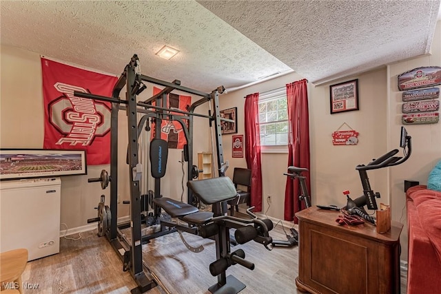 530 N Scranton St, Ravenna, OH 44266 - workout room with wood finished floors and a textured ceiling