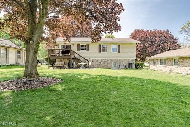 530 N Scranton St, Ravenna, OH 44266 - back of house with a deck, a lawn, and stairway