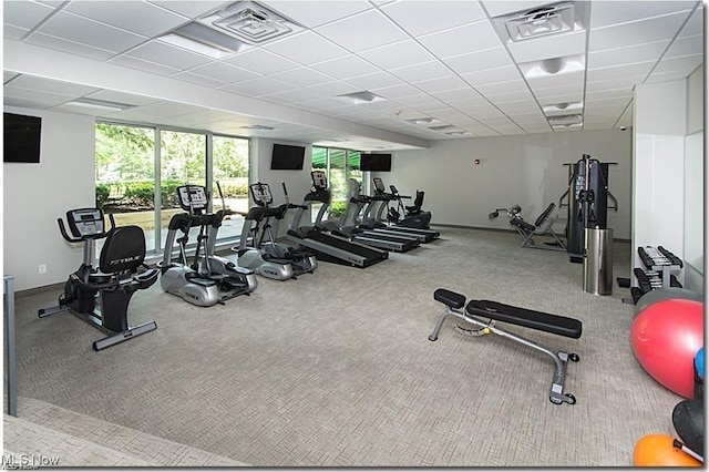 2112 Acacia Park Dr Unit 220, Lyndhurst, OH 44124 - gym with carpet floors and a paneled ceiling
