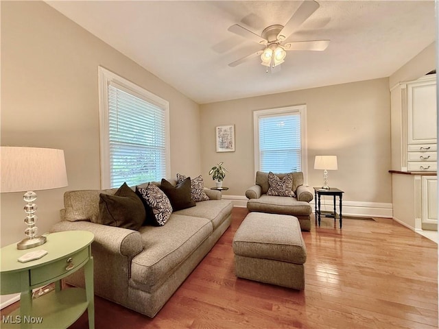 5519 4th Ave, Vienna, WV 26105 - living area featuring light wood finished floors and a ceiling fan