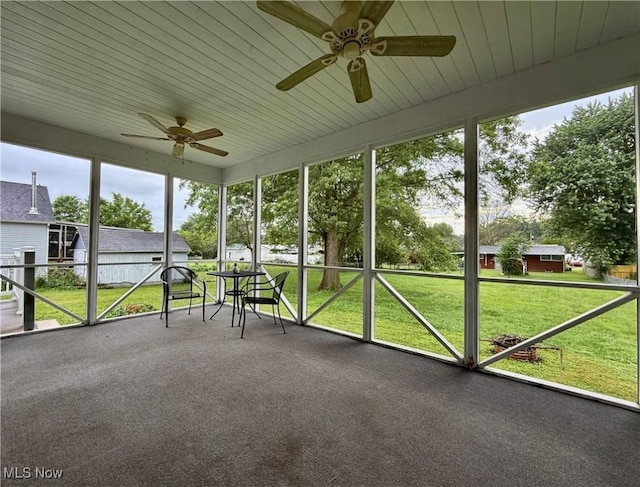 5519 4th Ave, Vienna, WV 26105 - unfurnished sunroom featuring a ceiling fan