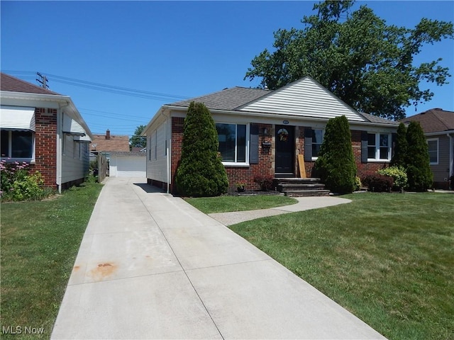6012 Sunderland Dr, Parma, OH 44129 - bungalow-style home featuring a front lawn, brick siding, and a garage