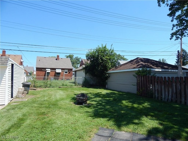 6012 Sunderland Dr, Parma, OH 44129 - fenced backyard with an outdoor fire pit
