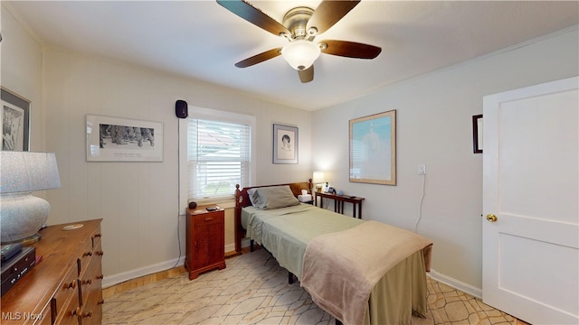 500 Elm St, Belpre, OH 45714 - bedroom with a ceiling fan and light wood-style floors