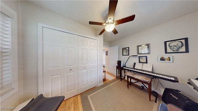 500 Elm St, Belpre, OH 45714 - home office with light wood-style floors and ceiling fan