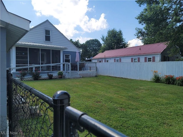 500 Elm St, Belpre, OH 45714 - view of yard with a sunroom and a deck