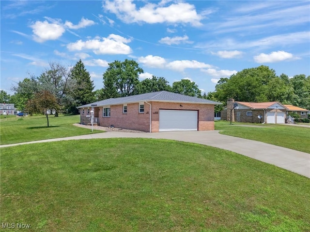 4130 Atwood Ave SE, Canton, OH 44707 - ranch-style home with driveway, a front lawn, brick siding, and a garage
