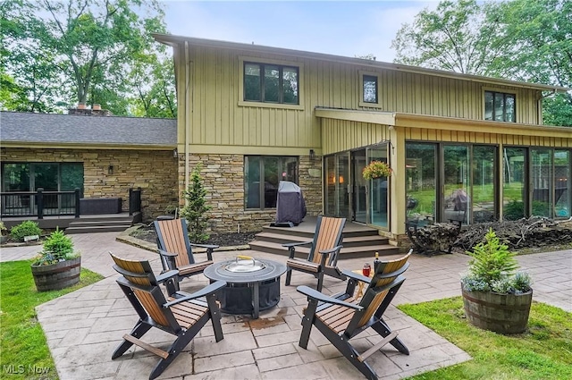 889 Eaton Ave, Akron, OH 44303 - view of patio with a fire pit